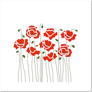 RED POPPY FLOWERS AND BUDS Posters and Art